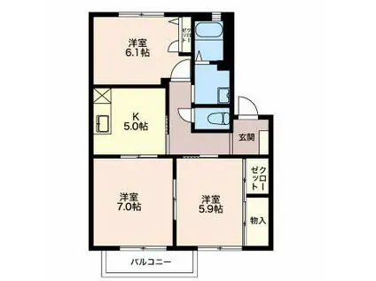 サンパティーク B102(3K/1階)の間取り写真