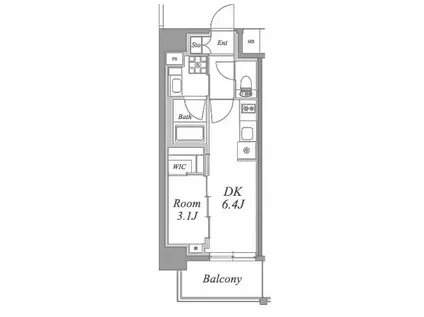 TENAS亀島(1DK/7階)の間取り写真
