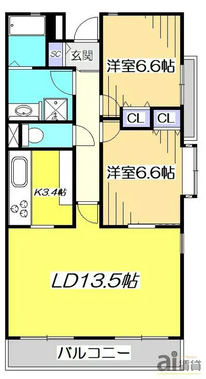 LANAI GRACE KUNITACHI 2階階 間取り