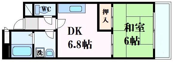 ペシュモトシオ(1DK/5階)の間取り写真