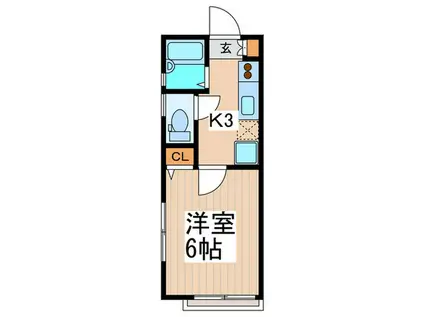 プチハイム(1K/2階)の間取り写真
