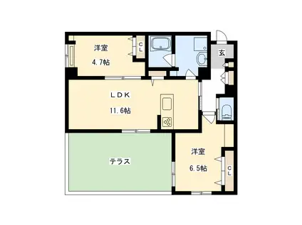 シャーメゾン アヴァンス(2LDK/1階)の間取り写真