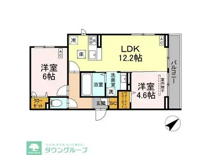 BLANC CUBE(2LDK/1階)の間取り写真