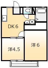 シティおかやま(2DK/1階)の間取り写真