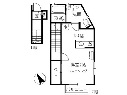 アイメゾン(1K/2階)の間取り写真