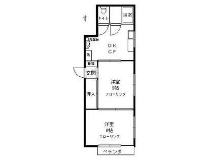 シャトー神戸(2DK/1階)の間取り写真