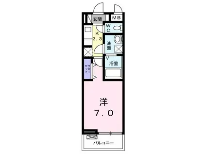 ウィステリア ウエスト(1K/2階)の間取り写真