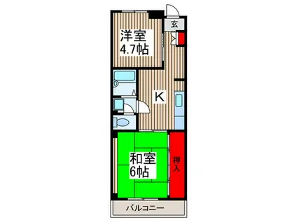 ベクエーム戸田(2K/1階)の間取り写真