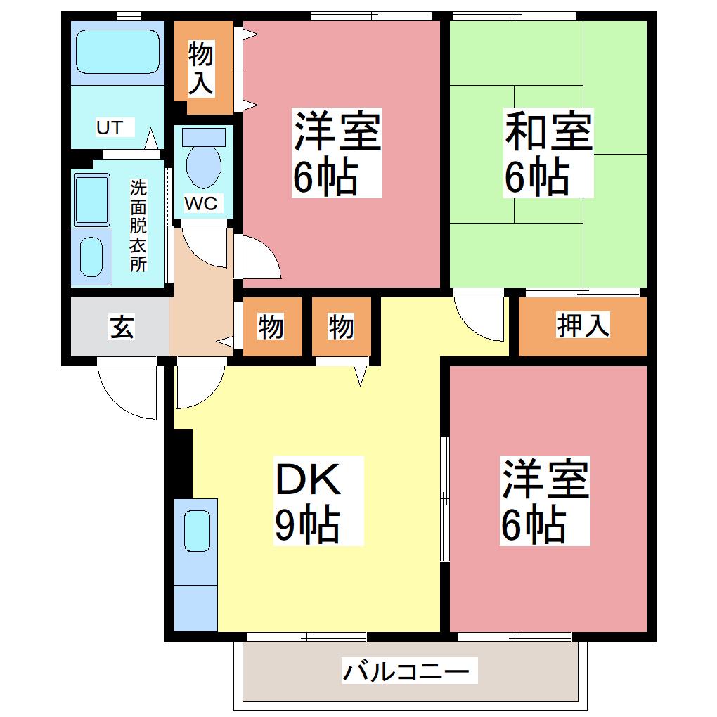ファミールS 1号館(3DK/1階)の間取り写真