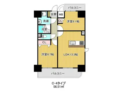 ふぁみゆ巽東(2LDK/10階)の間取り写真