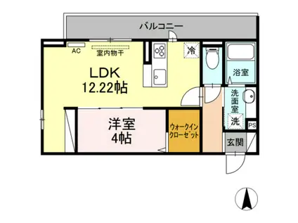 ジョイアス スマート西条(1LDK/2階)の間取り写真