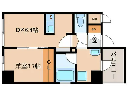 ノヴェル堀江町(1DK/10階)の間取り写真