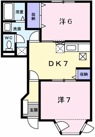 カトレア(2DK/1階)の間取り写真