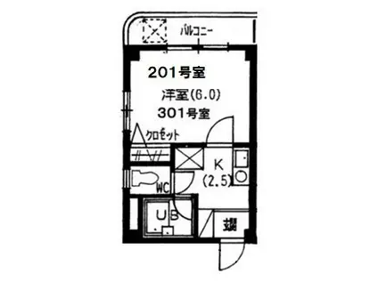 カーサ滝の茶屋(1K/3階)の間取り写真