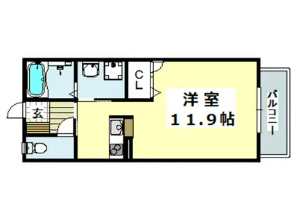 アヴニールII(ワンルーム/1階)の間取り写真