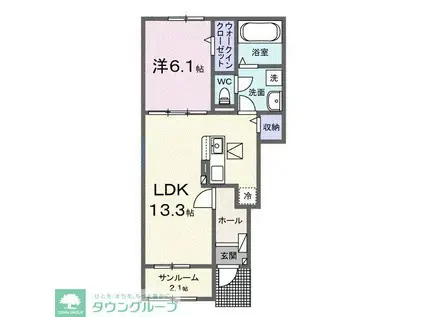 アミュレット(1LDK/1階)の間取り写真