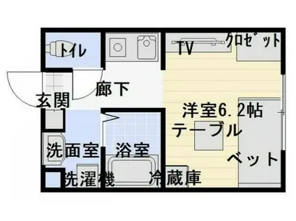 コンフォートハウスII(ワンルーム/2階)の間取り写真