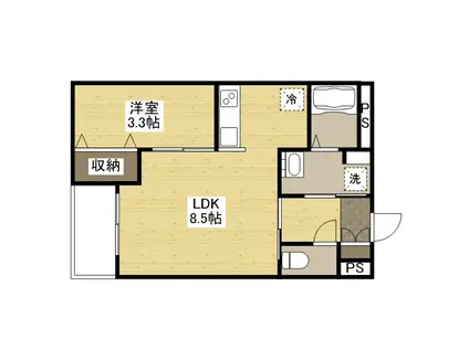 月光福山東弐番館(1LDK/2階)の間取り写真