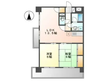 扶桑ハイツⅠ(2LDK/9階)の間取り写真