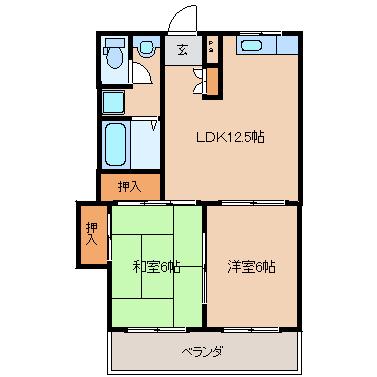 シャロム大善寺(2LDK/3階)の間取り写真