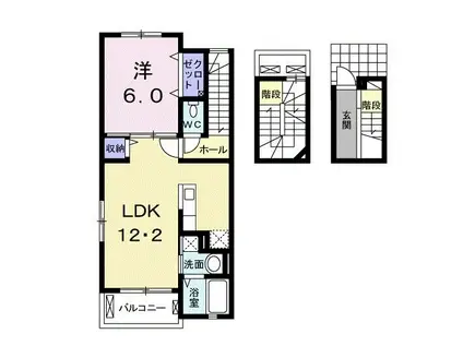 プルミエール毛賀知B(1LDK/3階)の間取り写真