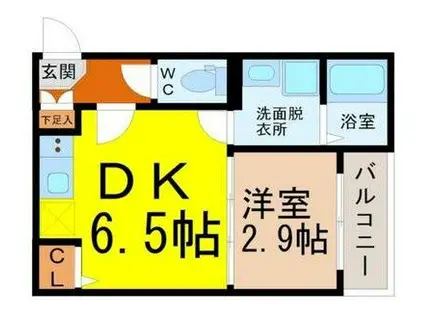 ハーモニーテラス野田IV(1DK/2階)の間取り写真