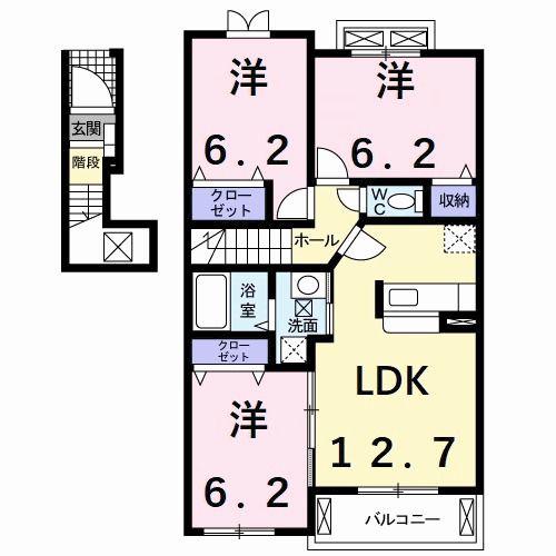 フリーデ(3LDK/2階)の間取り写真