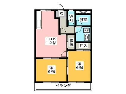 バンティアン(2LDK/2階)の間取り写真