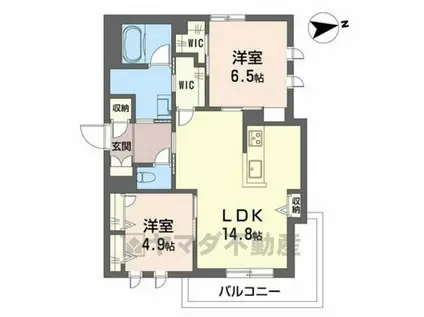 ヴィアソーレ曽根(2LDK/2階)の間取り写真