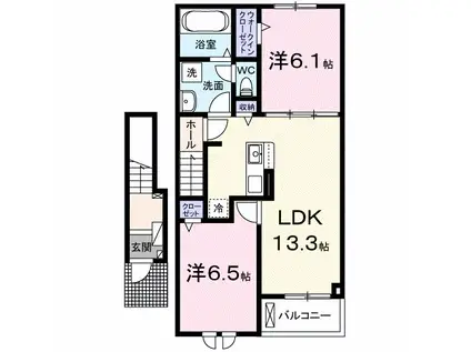 富夢想家 十一番館(2LDK/2階)の間取り写真