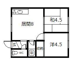 ライフ1・3(2DK/2階)の間取り写真