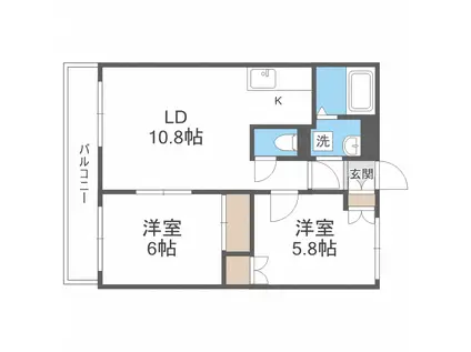 サントピア(2LDK/4階)の間取り写真
