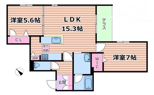 オルキデア クオーレ(2LDK/1階)の間取り写真