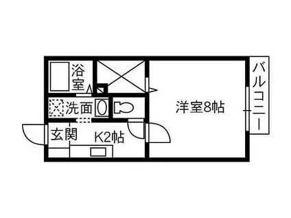 グリンルーフ A(1K/2階)の間取り写真