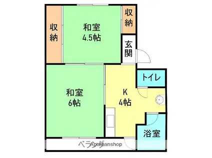 パーク海南II(2K/4階)の間取り写真