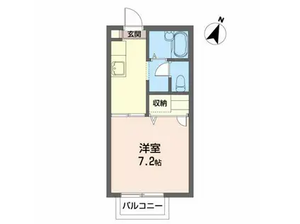 ベルフレンズ鳥居ヶ丘(1K/2階)の間取り写真