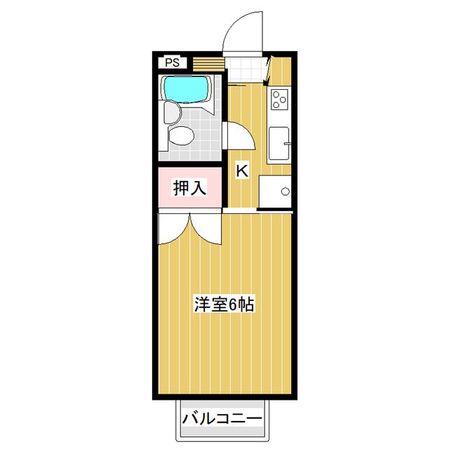 サマックス・シネラリアB棟(1K/2階)の間取り写真
