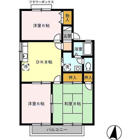 ロイヤル不二A(3DK/2階)の間取り写真