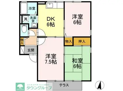 メルベーユ(3DK/1階)の間取り写真