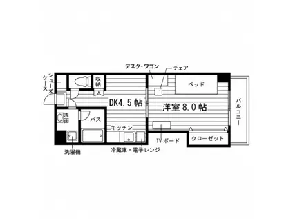 学生会館 UNI EMEAL つくば春日(1DK/4階)の間取り写真