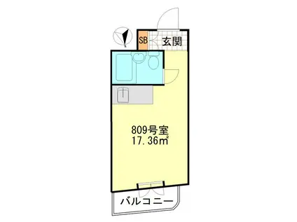 GSプラザ鶴見駅前(ワンルーム/8階)の間取り写真