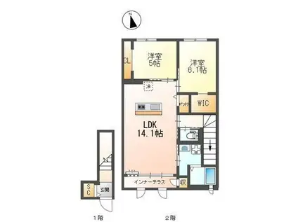 クラポティ新涯(2LDK/2階)の間取り写真