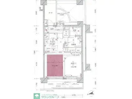 フラッツ上野入谷南公園(1LDK/11階)の間取り写真
