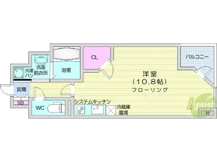 HF晩翠通レジデンス(ワンルーム/12階)の間取り写真