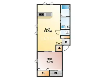 長崎電軌大浦支線 石橋駅(長崎) 徒歩47分 2階建 新築(1LDK/1階)の間取り写真