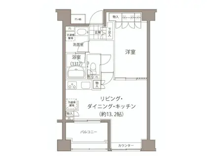 エーデル練馬(1LDK/3階)の間取り写真