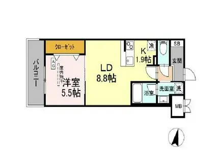 BULL HOUSE(1LDK/6階)の間取り写真