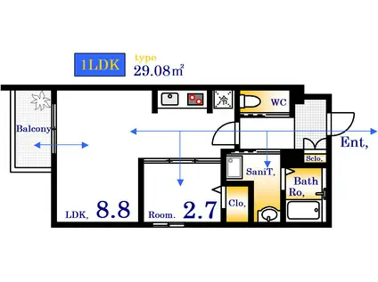 月光江波東四番館(1LDK/1階)の間取り写真