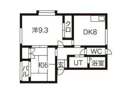 フリーデン E棟(2DK/1階)の間取り写真