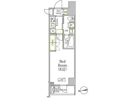 アジールコート品川中延サウス(1K/8階)の間取り写真